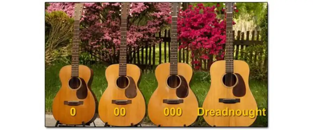 guitarras Dreadnought forma de cuerpo más grande en comparación con la mayoría de las guitarras